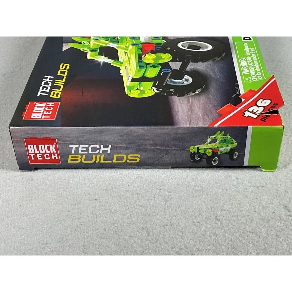 Block Tech Tech Builds Dino Crusher 136 Piece Green Off-Road Truck Building Set